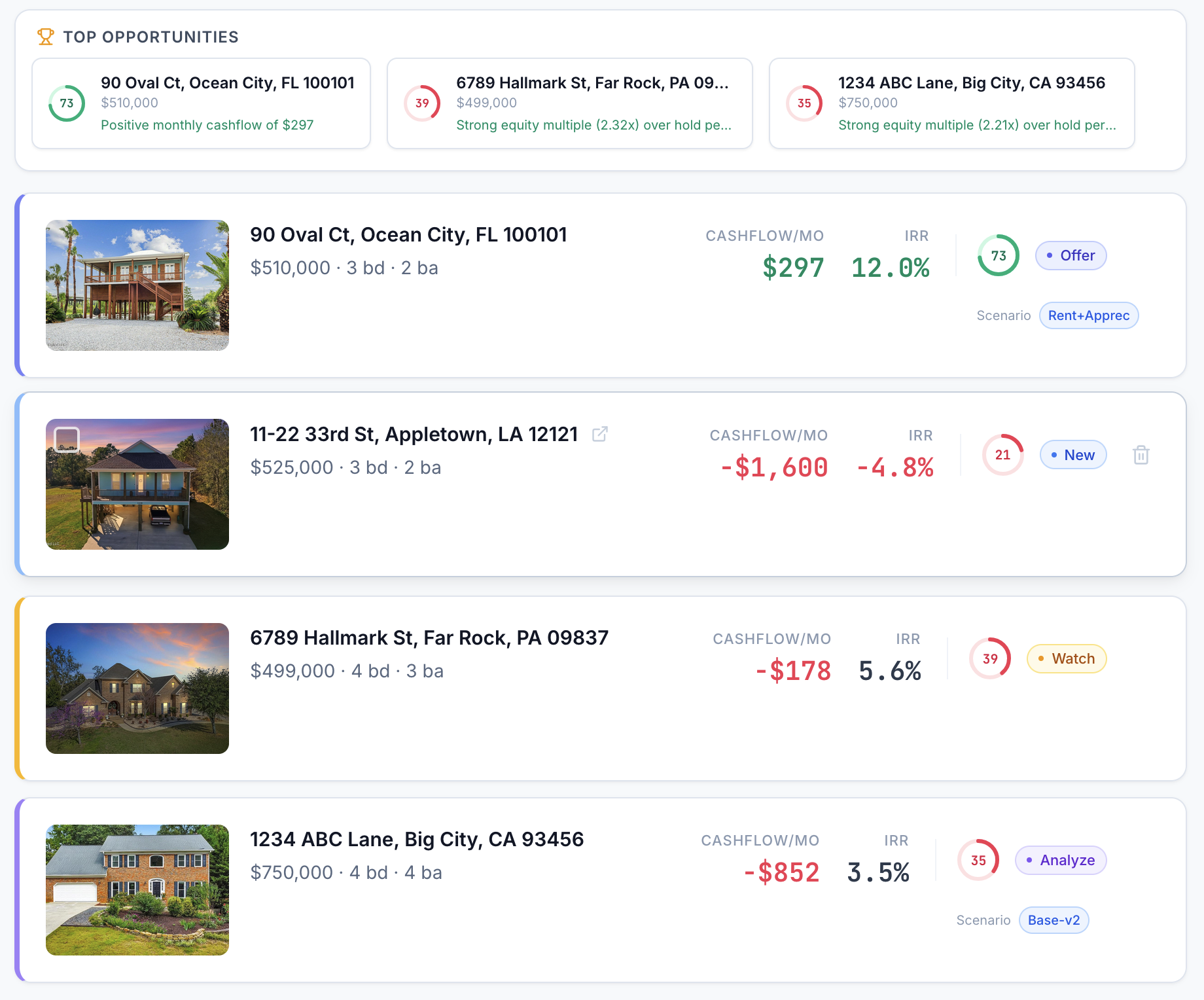 Listing import and analysis workflow inside StreetGauge